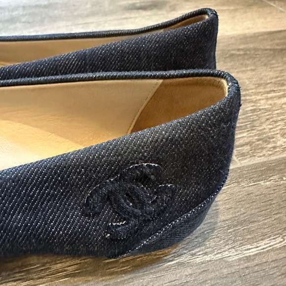 CHANEL denim ballet flats, rubber sole, low vamp, size 38.5 - Picture 5 of 10